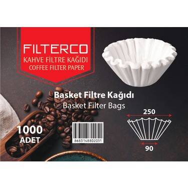 FILTERCO KAHVE FİLTRE KAĞIDI BASKET 90*250MM 1000'Lİ KOLİ - 1