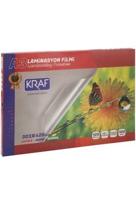 KRAF LAMİNASYON FİLMİ PARLAK A3 125MIC 100LÜ 2123 - 1