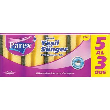 PAREX YEŞİL KLASİK SÜNGER OLUKLU 5Lİ - 1