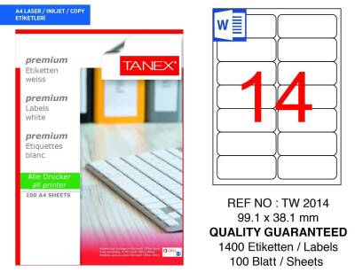 TANEX TW-2014 BYZ ET.99,1x38,1MM 14*100 100LÜ - 1